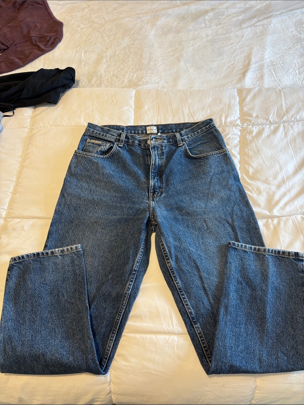 Calvin Klein Women's Boyfriend Jeans in Dark Blue Denim